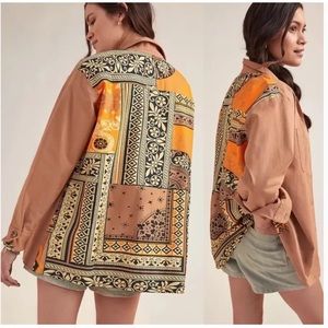 Anthropologie Porridge Loana Chore Jacket Batik Print Mixed Fabric